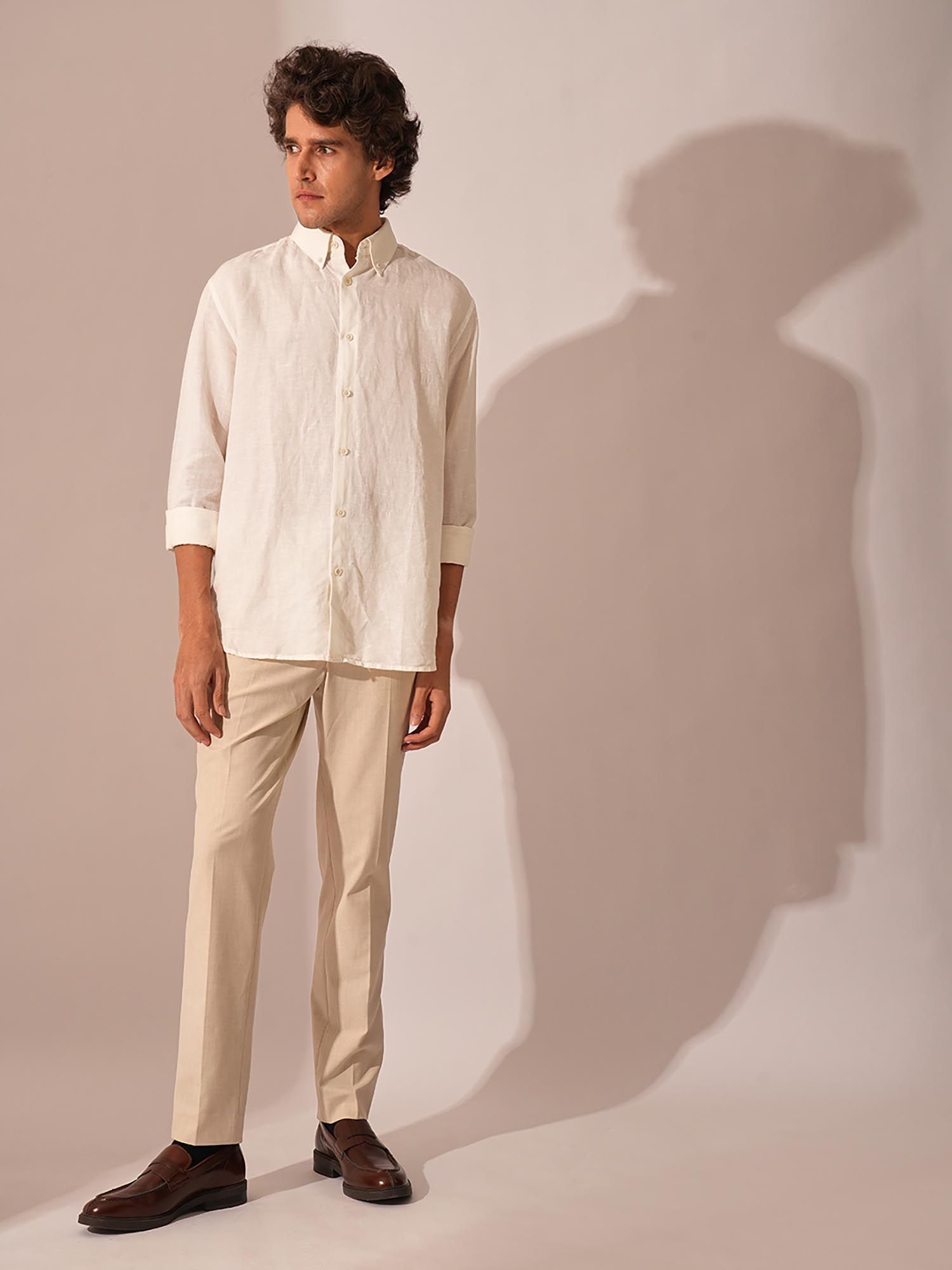 Buy Selected White Solid Linen Shirt Online