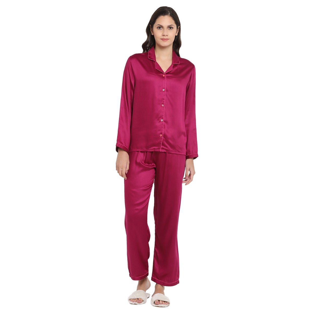Buy Shopbloom Magenta Ultra Soft Modal Satin Long Sleeve Women s
