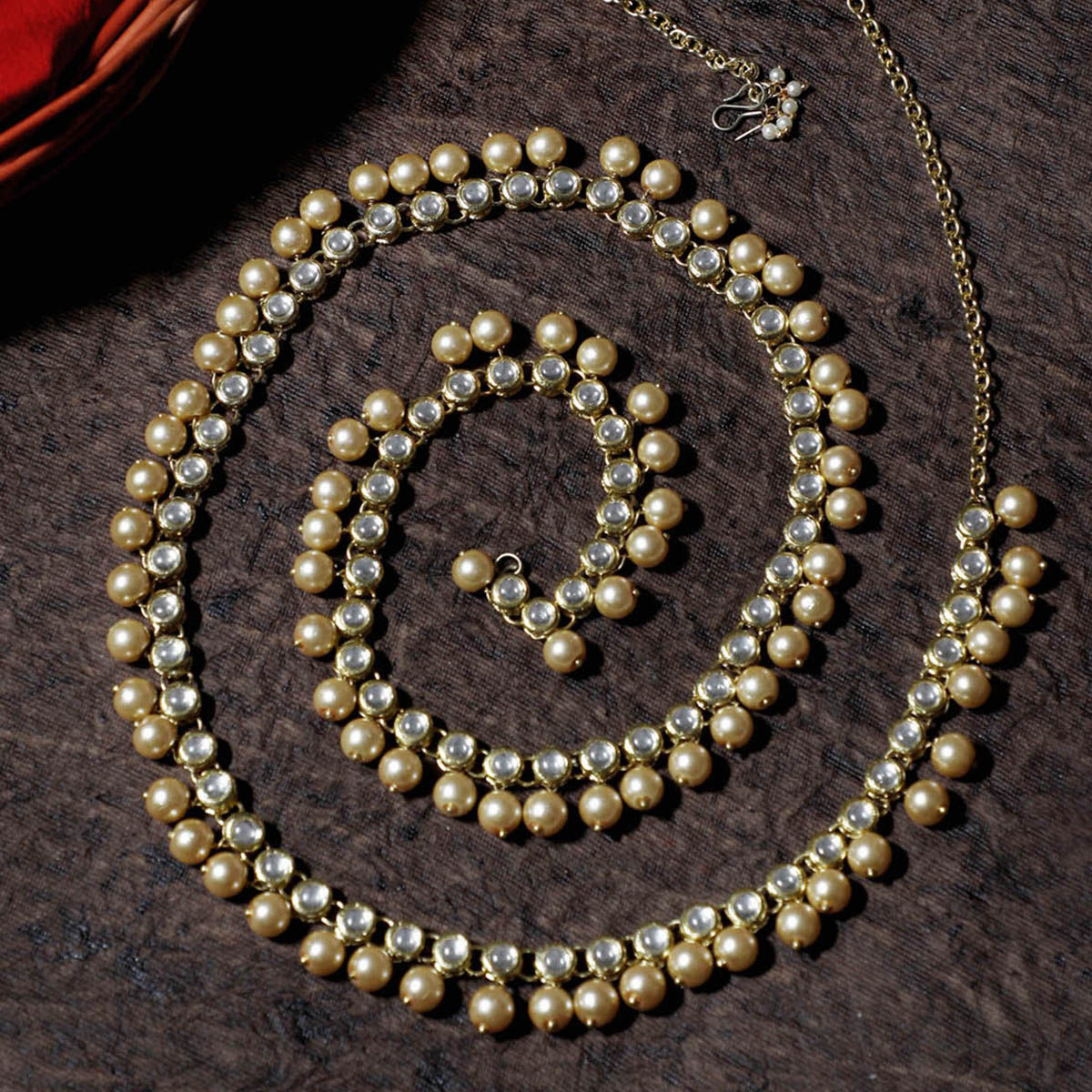Buy Karatcart Golden Pearl Studded Kundan Kamarband Online