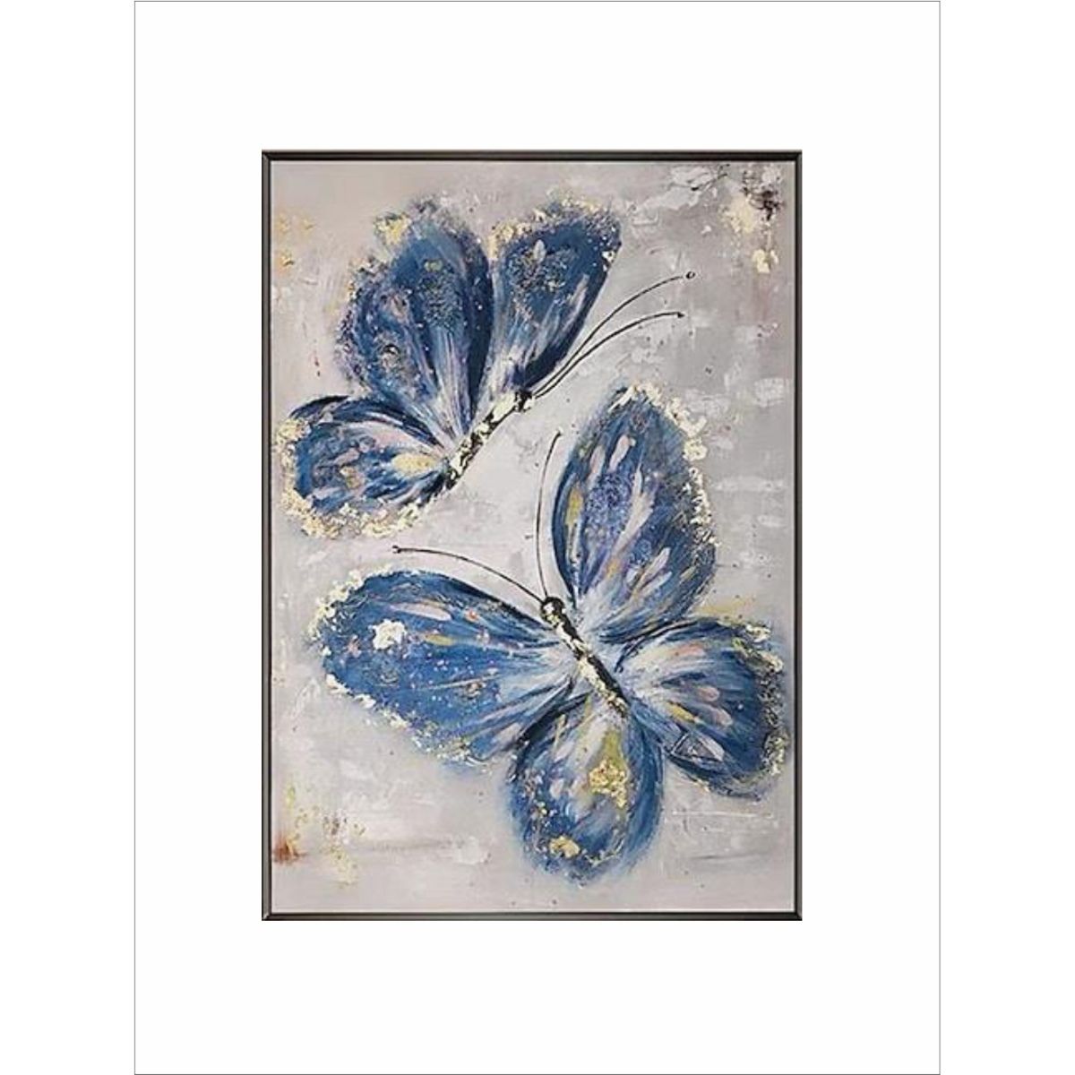 Buy The Handmade Flair Blue Grey Butterfly Painting Framed Wall