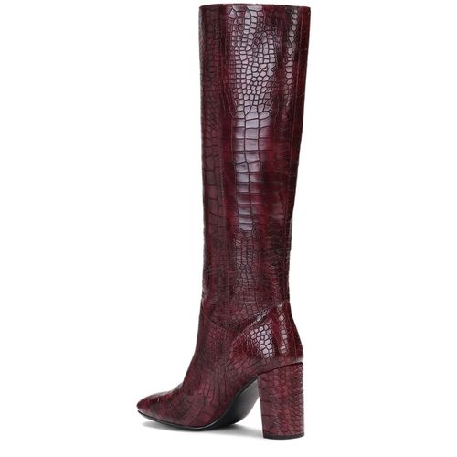 Buy Saint G Emily Burgundy Croco Vegan Leather Knee High Boots Online