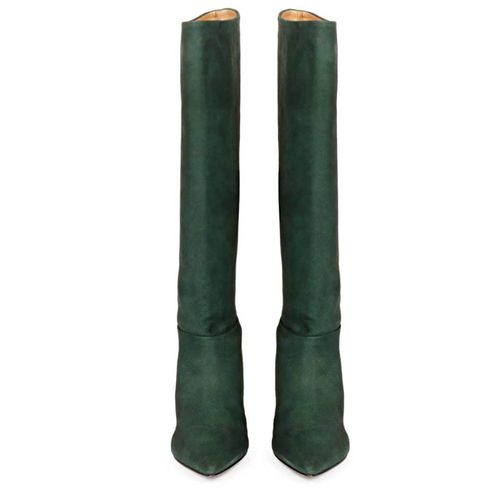 Buy Saint G Erin Green Suede Leather Kitten Heel Long Boots Online