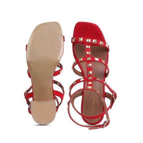 Buy Saint G Angela Gold Metal Studs Red Gladiator Heels Online