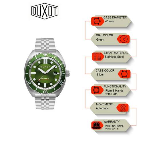Buy Duxot Tortuga Automatic Uni-Directional Green Round Dial  display picture 1