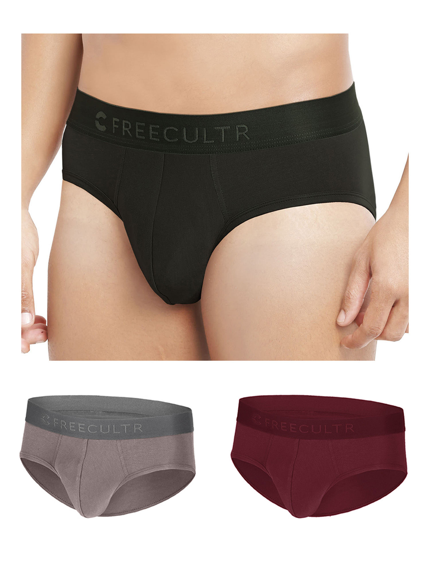 FREECULTR Anti-Microbial Air-Soft Micromodal Underwear Brief Pack Of 3 - Multi-Color (M)