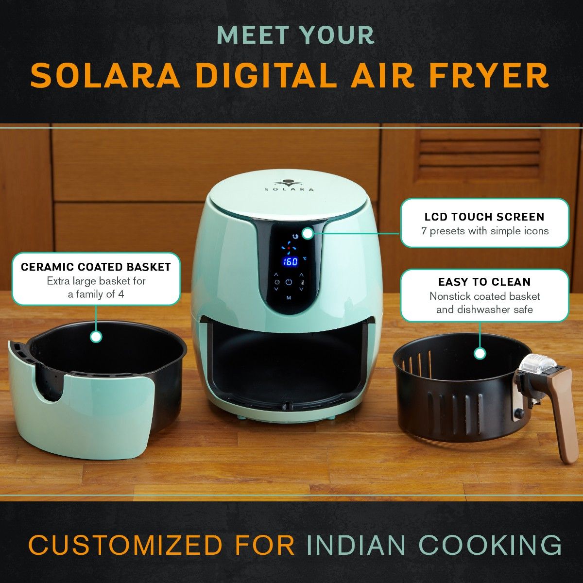 Buy Solara Air Fryer Large (3.5L) Mint Green Online