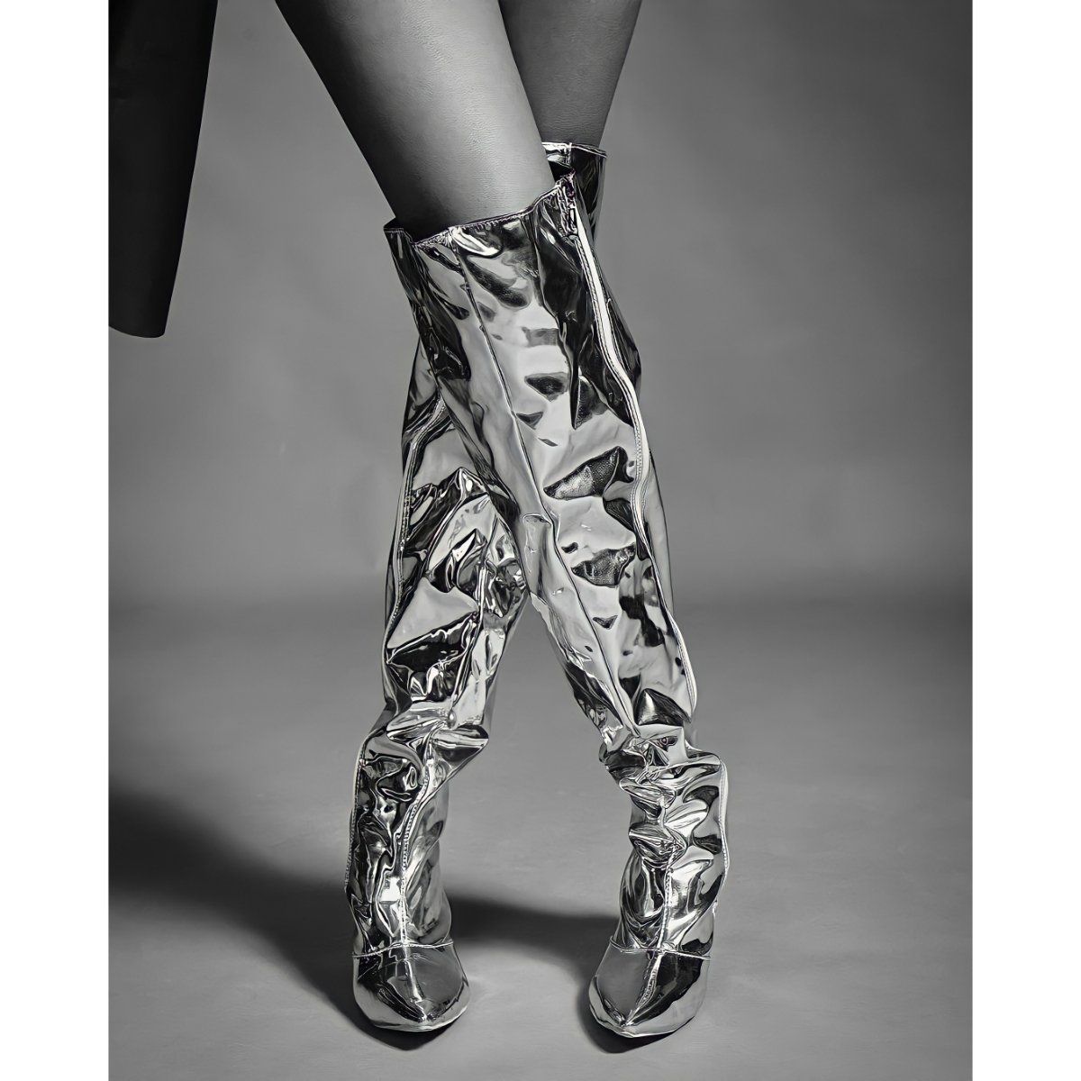 Zori World Emjay Solid Silver Over The Knee Boots (EURO 39)