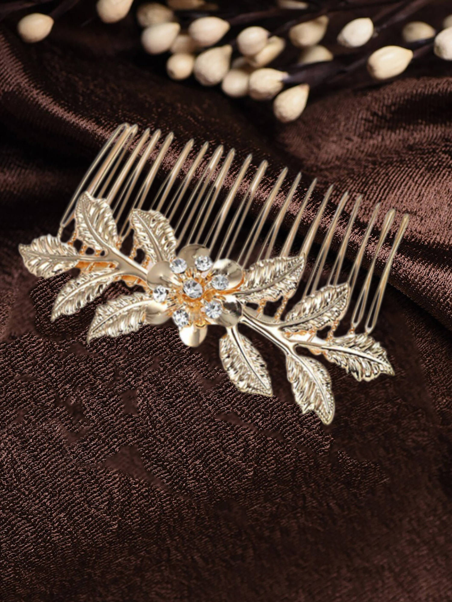 OOMPH Gold Tone Floral Wedding Party Comb