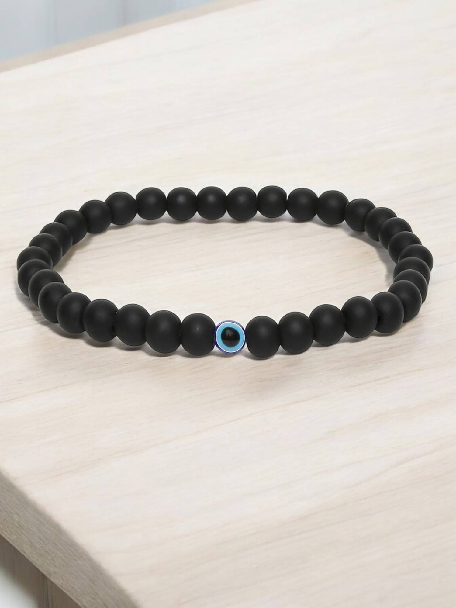 OOMPH Black Goodluck Evil Eye Beads Adjustable Fashion Bracelet