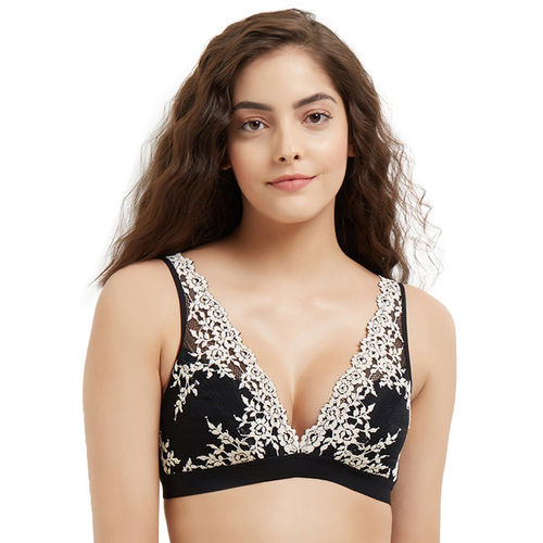 Wacoal Embrace Lace Non-Padded Non-Wired 3/4Th Cup Lace Bralette Bra - Black: Buy Wacoal Embrace Lace Non-Padded Non-Wired 3/4Th Cup Lace Bralette Bra - Black Online at Best Price in India |