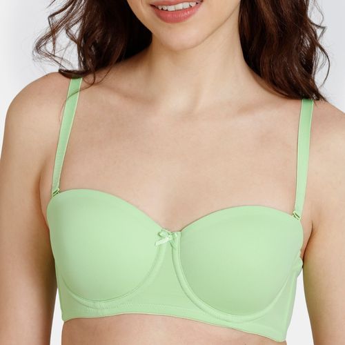 Zivame Padded Wired 3/4th Coverage Strapless Bra - Green