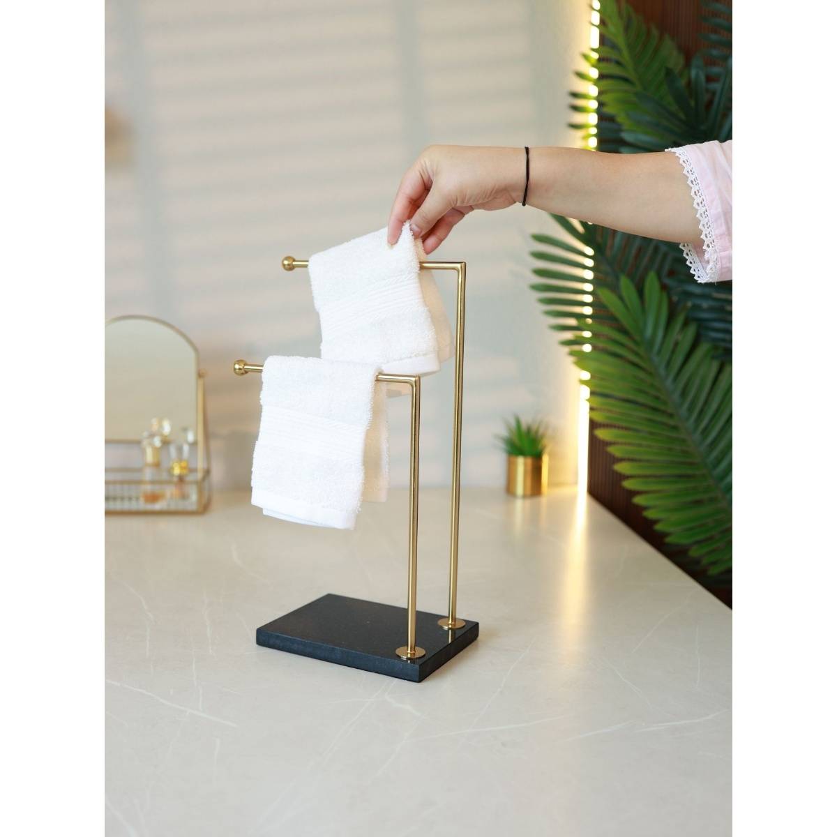 Cinch Home Stainless Steel & Black Marble Towel Stand