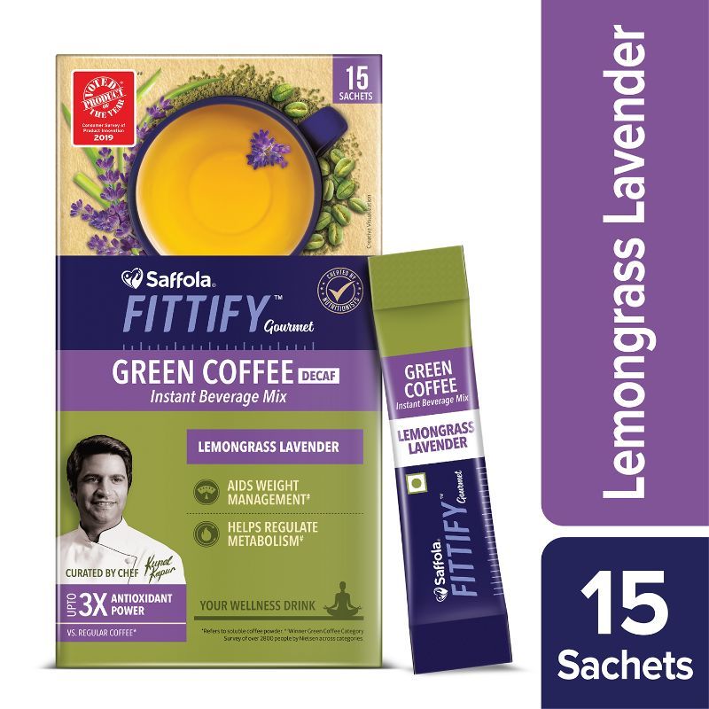 Saffola FITTIFY Gourmet Green Coffee Instant Beverage Mix - Lemongrass Lavender