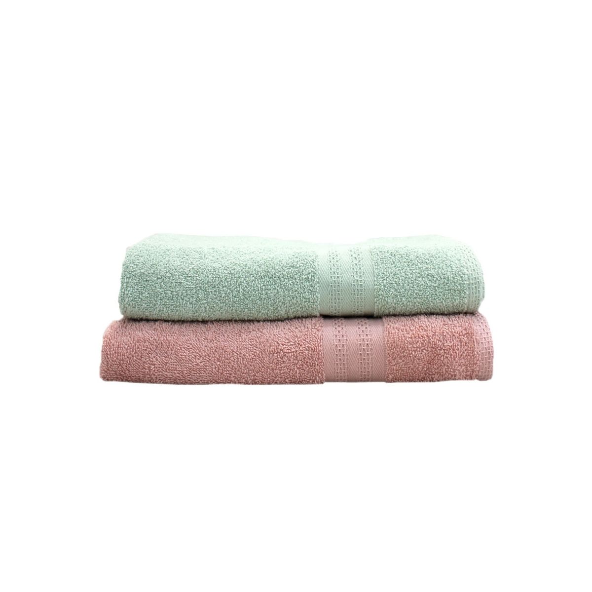 AVI LIVING Set of 2 Quick Dry Cotton Bath Towel, 400 GSM, Mint Blush