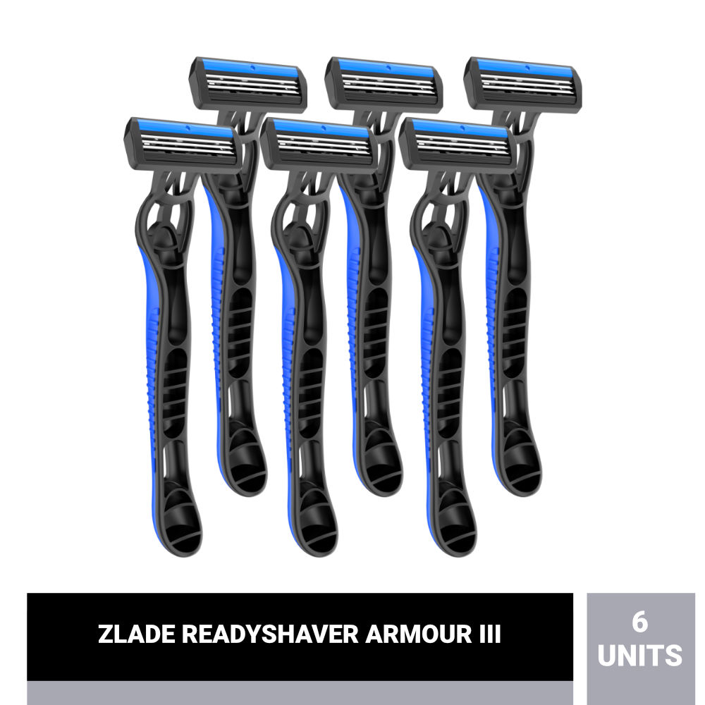 ZLADE Armour III Readyshaver- Triple Blade Disposable Shaving Razor For Men - Pack Of 6