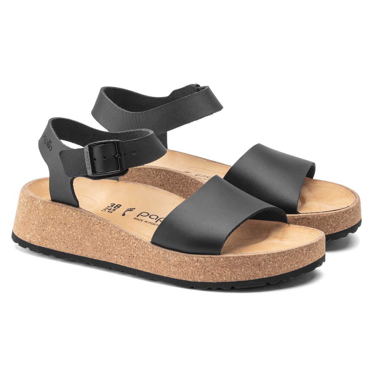 Birkenstock Papillio Glenda Solid Black Narrow Width Women with a Heel Sandals EURO 41