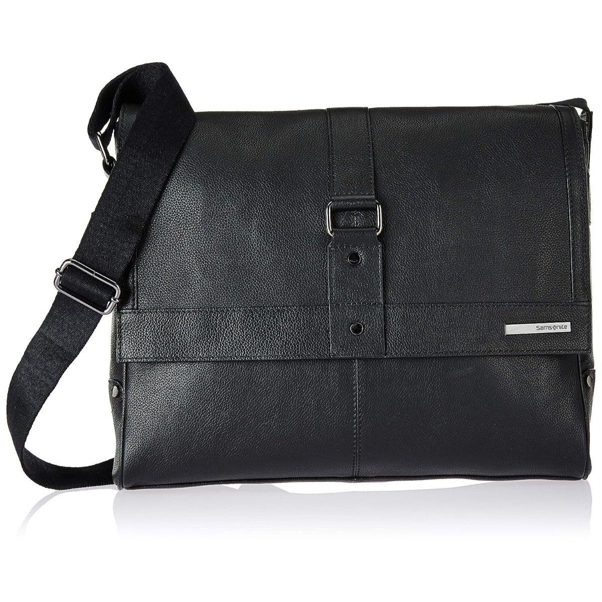 Buy Samsonite Leather Messenger Bag Esquire Unisex Softsided Upto 15.6 Inch Black Online