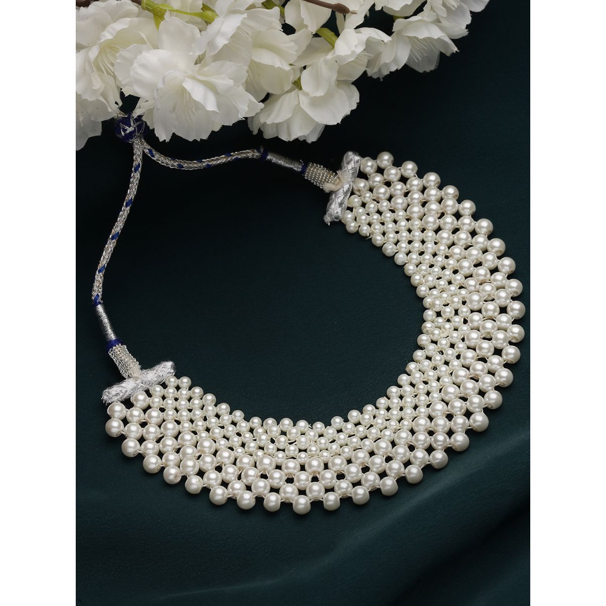 Buy online White Tone Statement Necklace With Earrings from Sets for Women  by Saraf Rs Jewellery for ₹1489 at 75% off | 2024 Limeroad.com