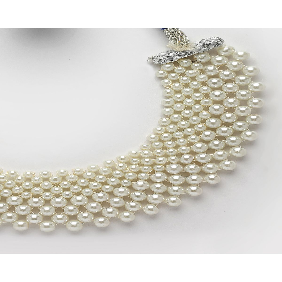 white pearl gem section necklace sw | Abra Couture Jewelry