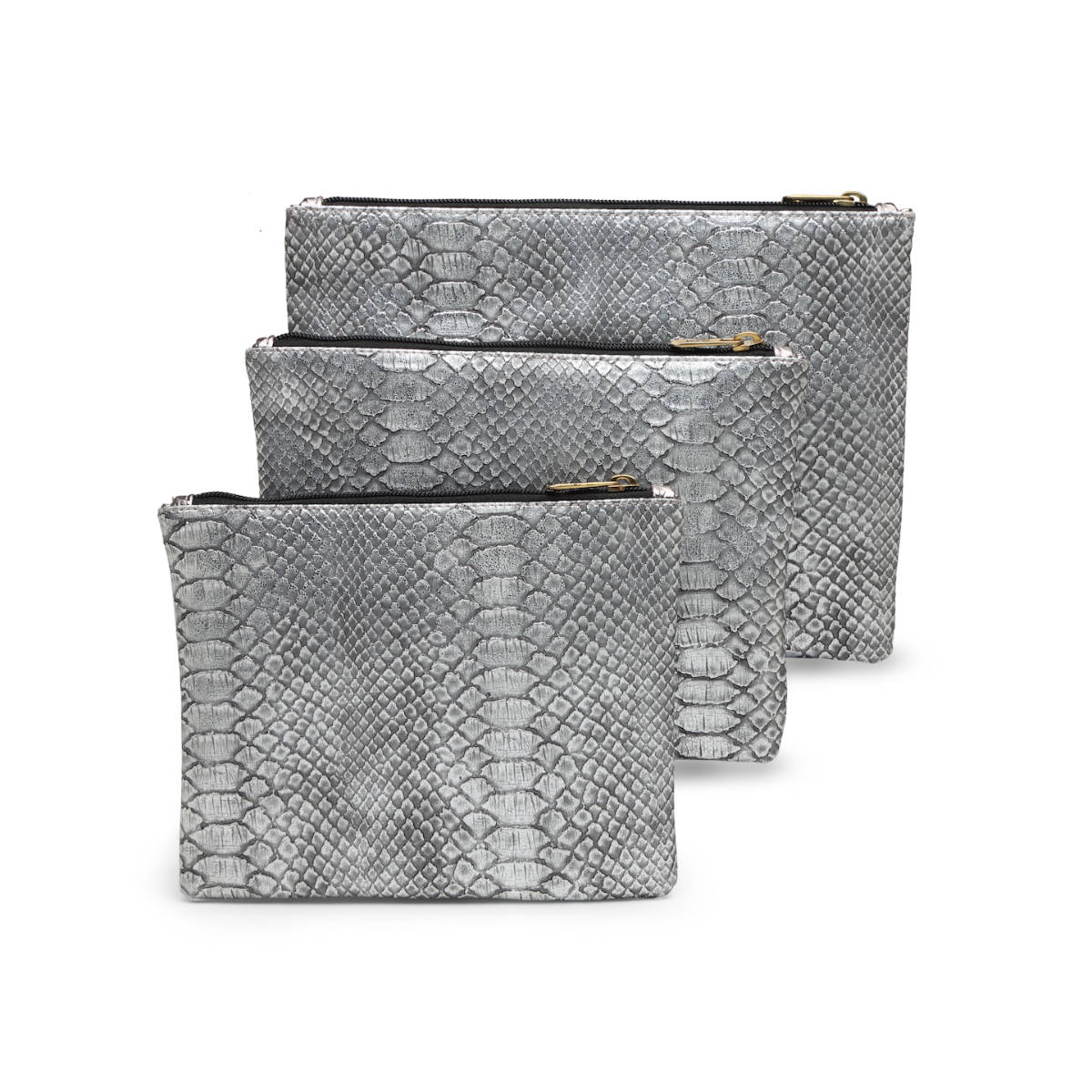 Praccessorii Silver Color Animal Printed Pouch Kit (Set of 3)