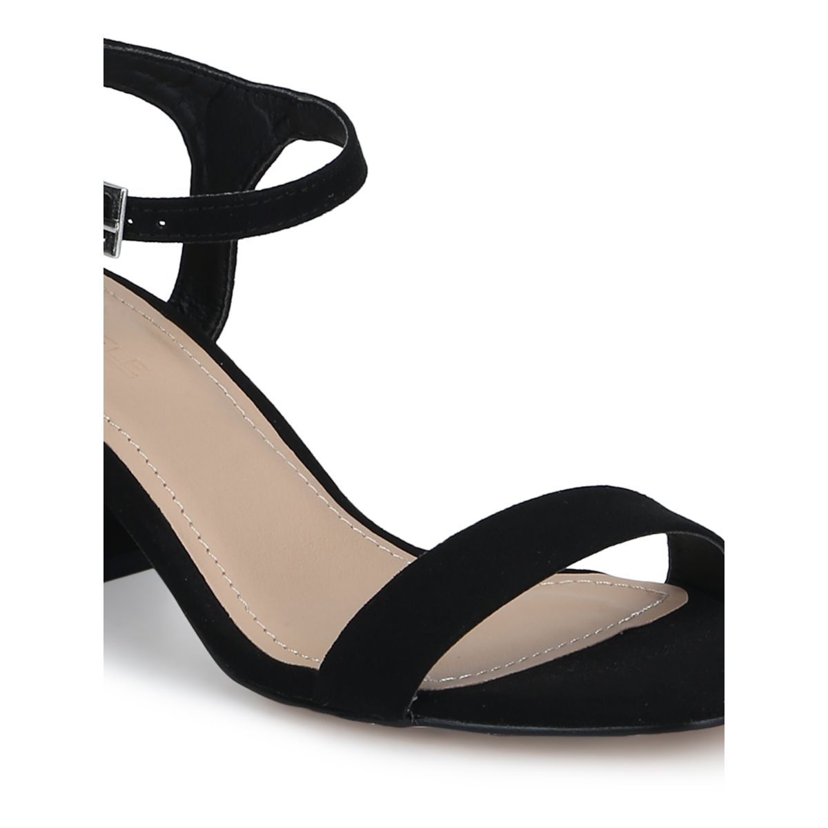 Truffle Collection Black Micro Thin Ankle Strap Low Block Heels UK 3