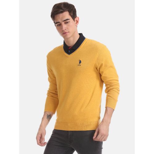 U.S. POLO ASSN. Yellow Solid Sweater: Buy U.S. POLO ASSN. Yellow Solid  Sweater Online at Best Price in India | NykaaMan