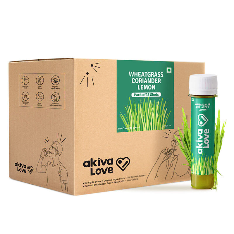 Akiva Love Wheatgrass Detox Ready To Drink Ayurvedic Juice (Pack Of 15)