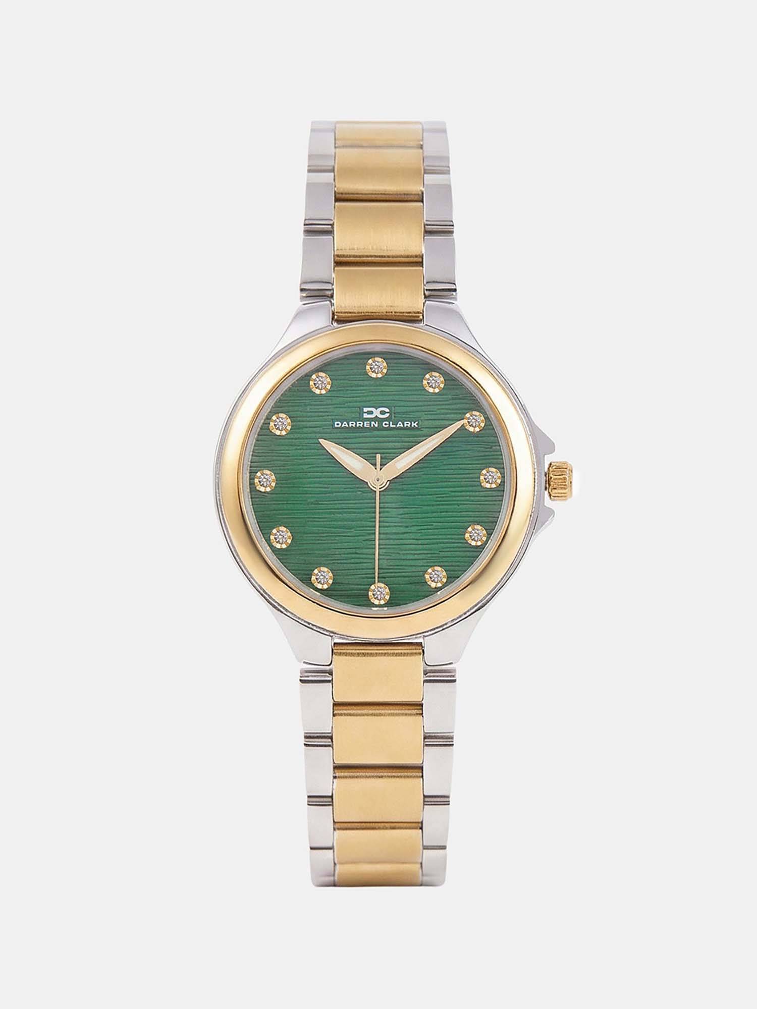 Darren Clark Women Quartz Green Dial Analog Metal Watch 2014D-M1214