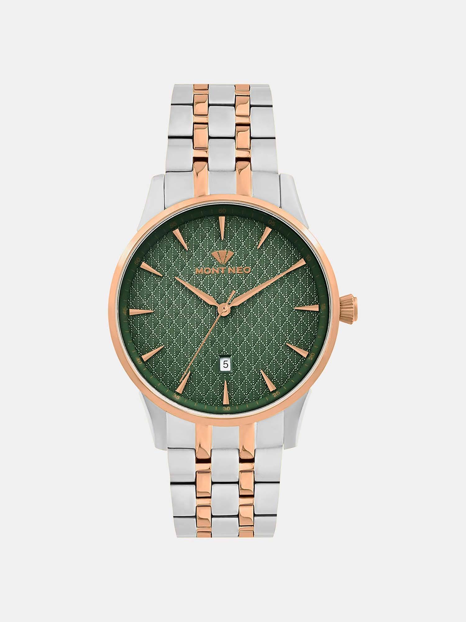 Mont Neo Men Quartz Green Dial Analog Metal Watch 8501E-M1314