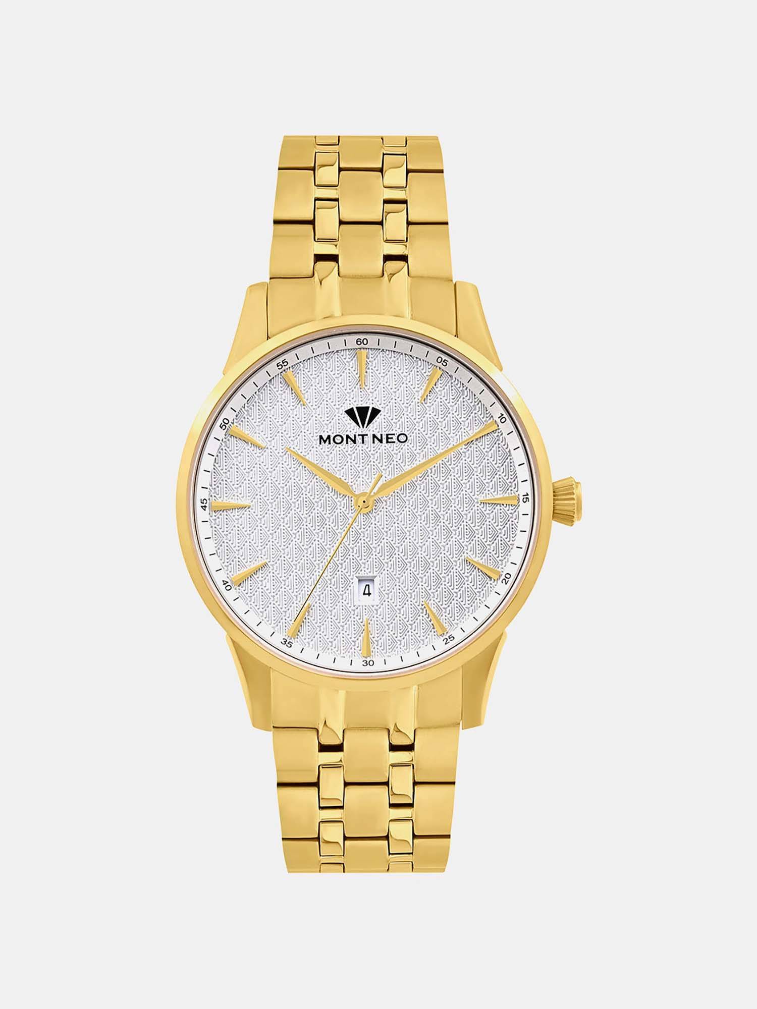 Mont Neo Men Quartz Silver Dial Analog Stainless Steel Watch 8501E-M2202