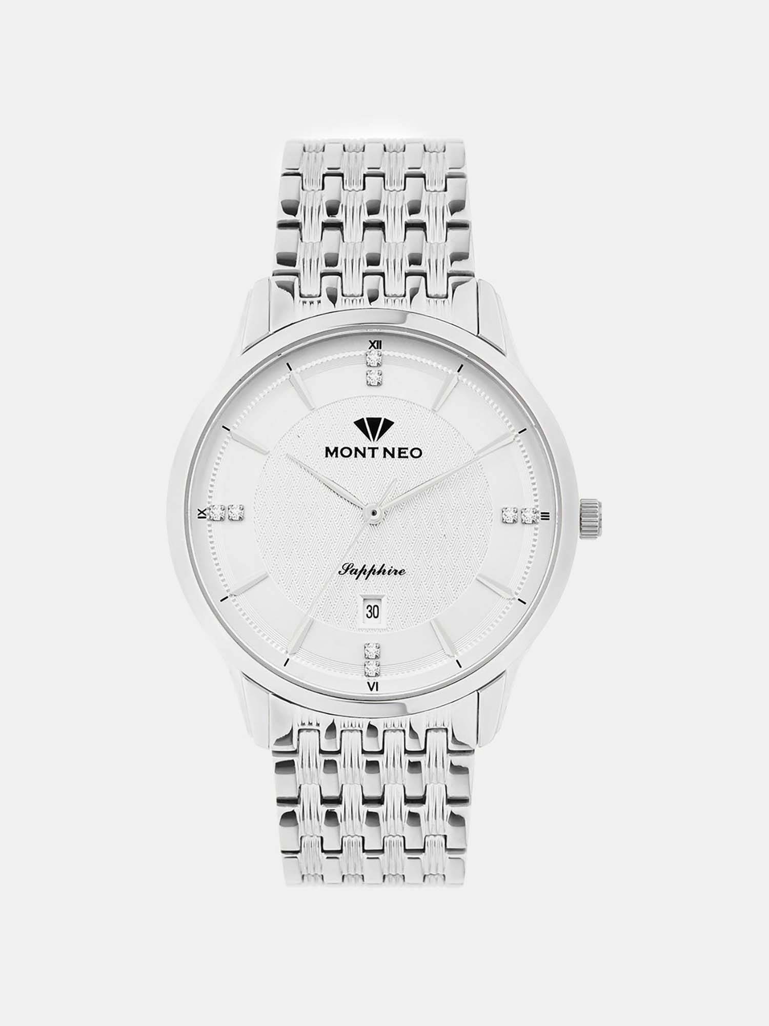 Mont Neo Men Quartz White Dial Analog Metal Watch 8502E-M1114