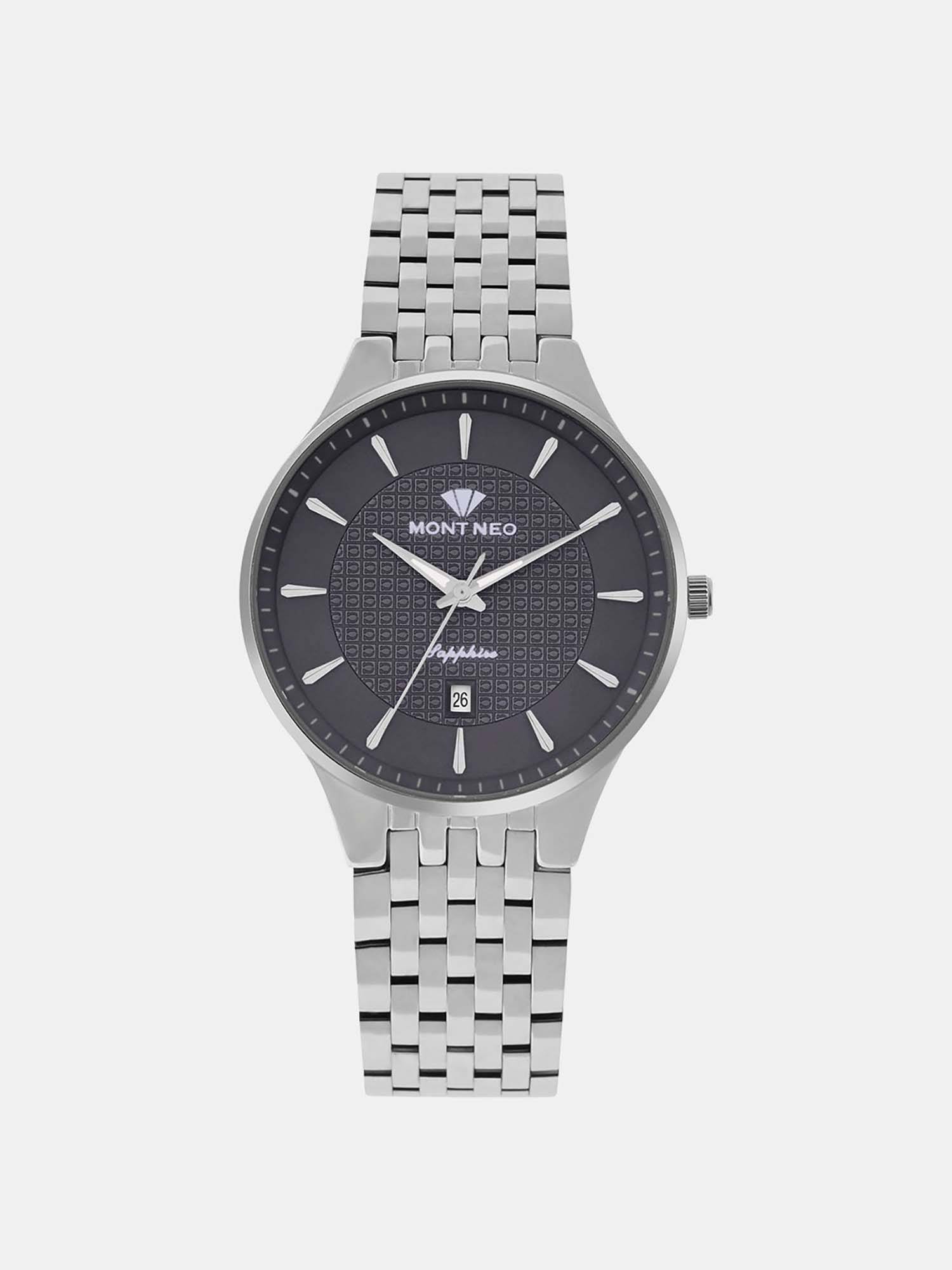 Buy Mont Neo Men Quartz Black Dial Analog Stainless Steel Watch