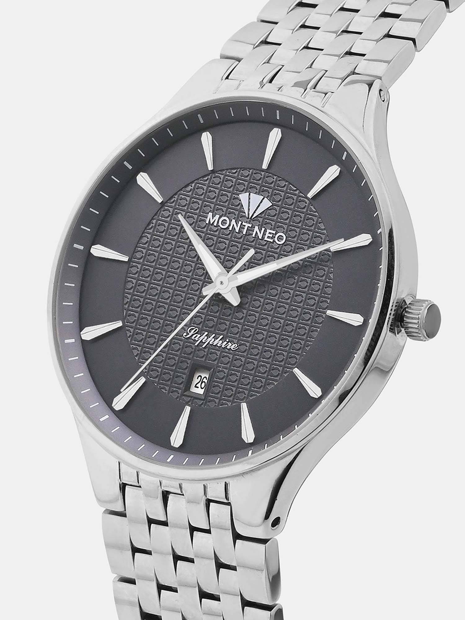 Buy Mont Neo Men Quartz Black Dial Analog Stainless Steel Watch