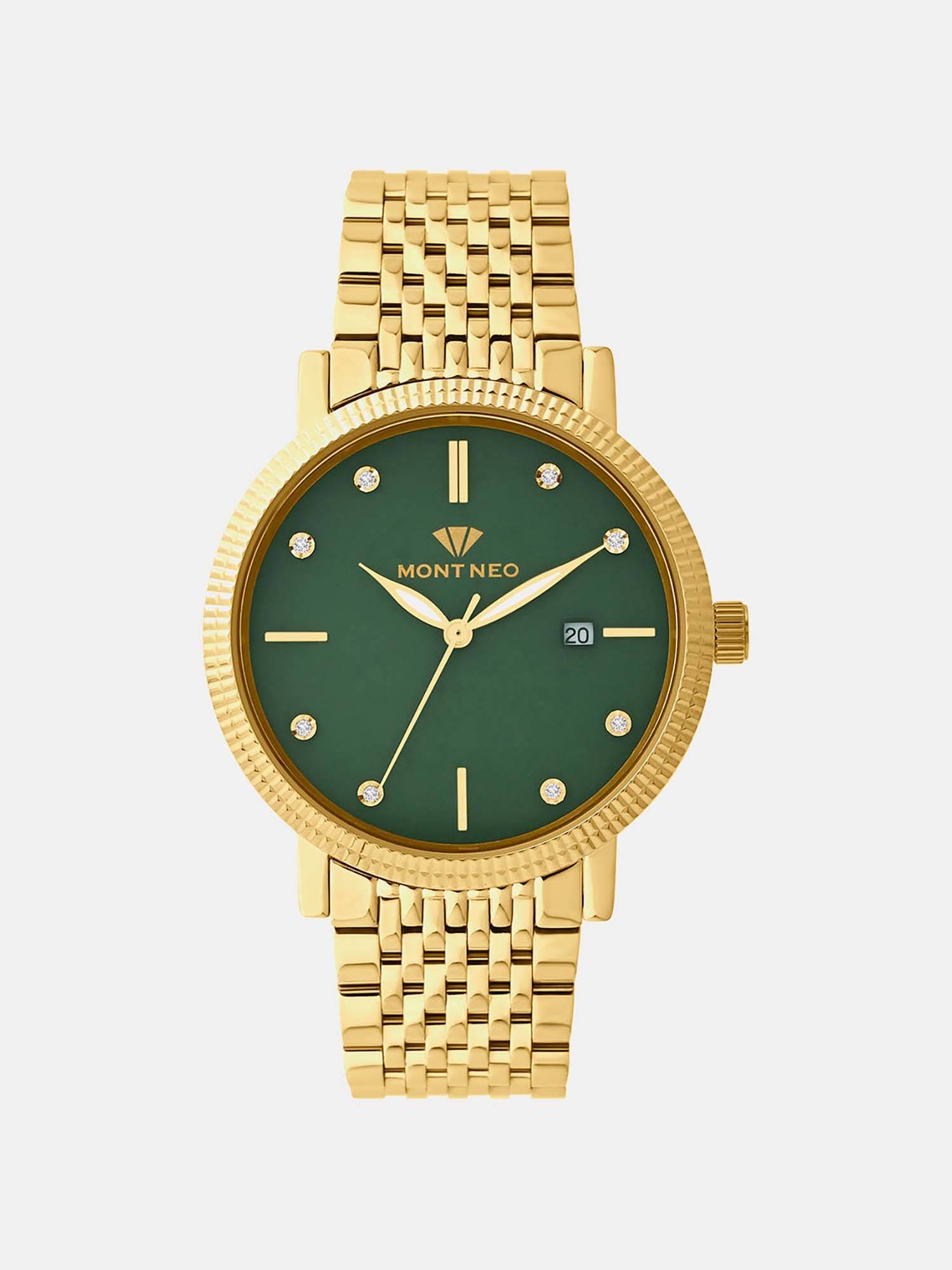 Mont Neo Men Quartz Green Dial Analog Stainless Steel Watch 8506E-M2214