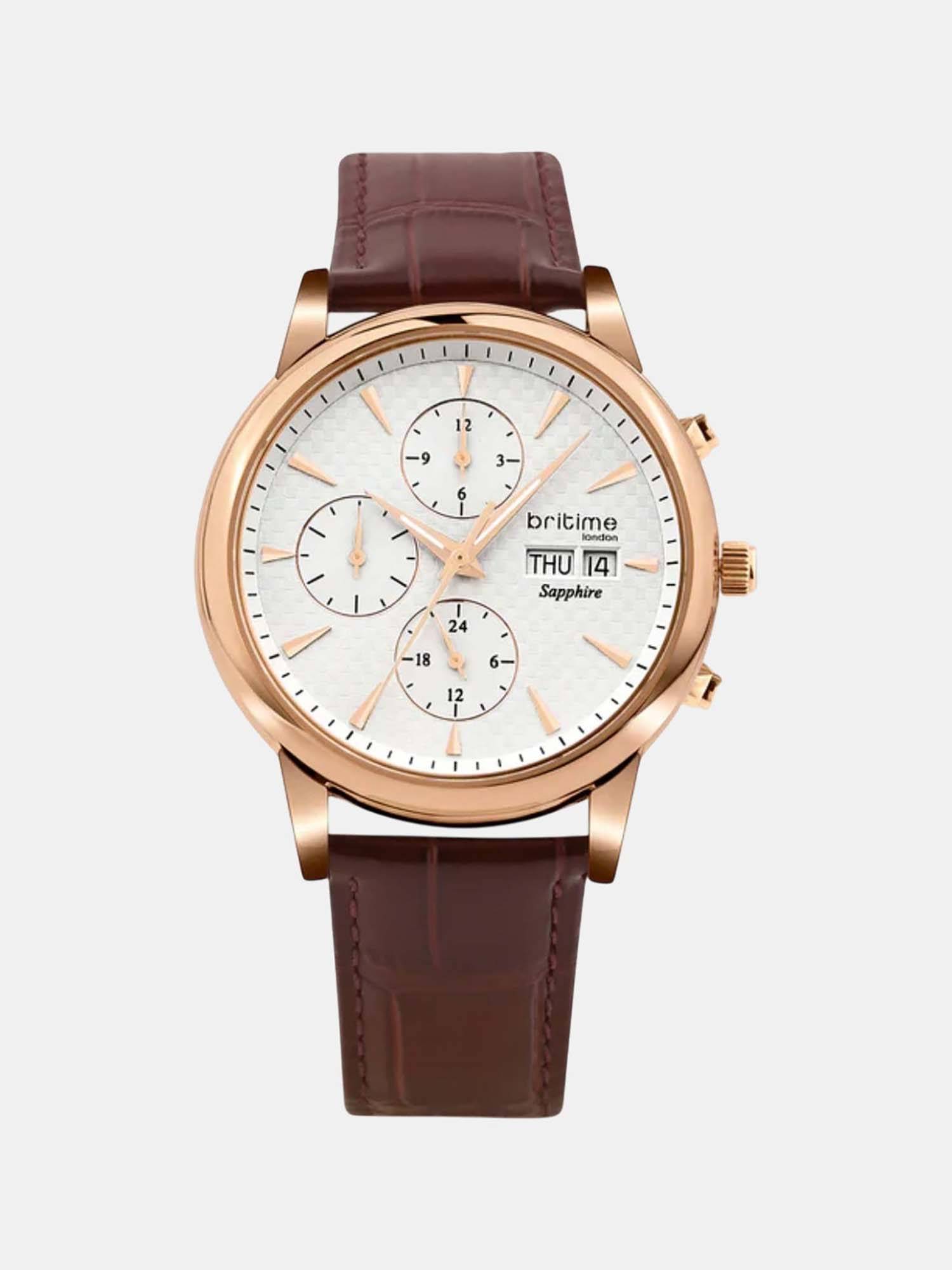 Britime Men Automatic White Dial Analog Leather Watch 928-L30308