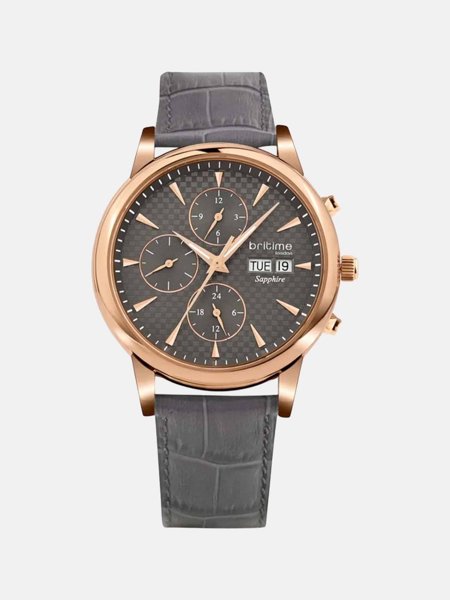 Britime Men Automatic Grey Dial Analog Leather Watch 928-L31509