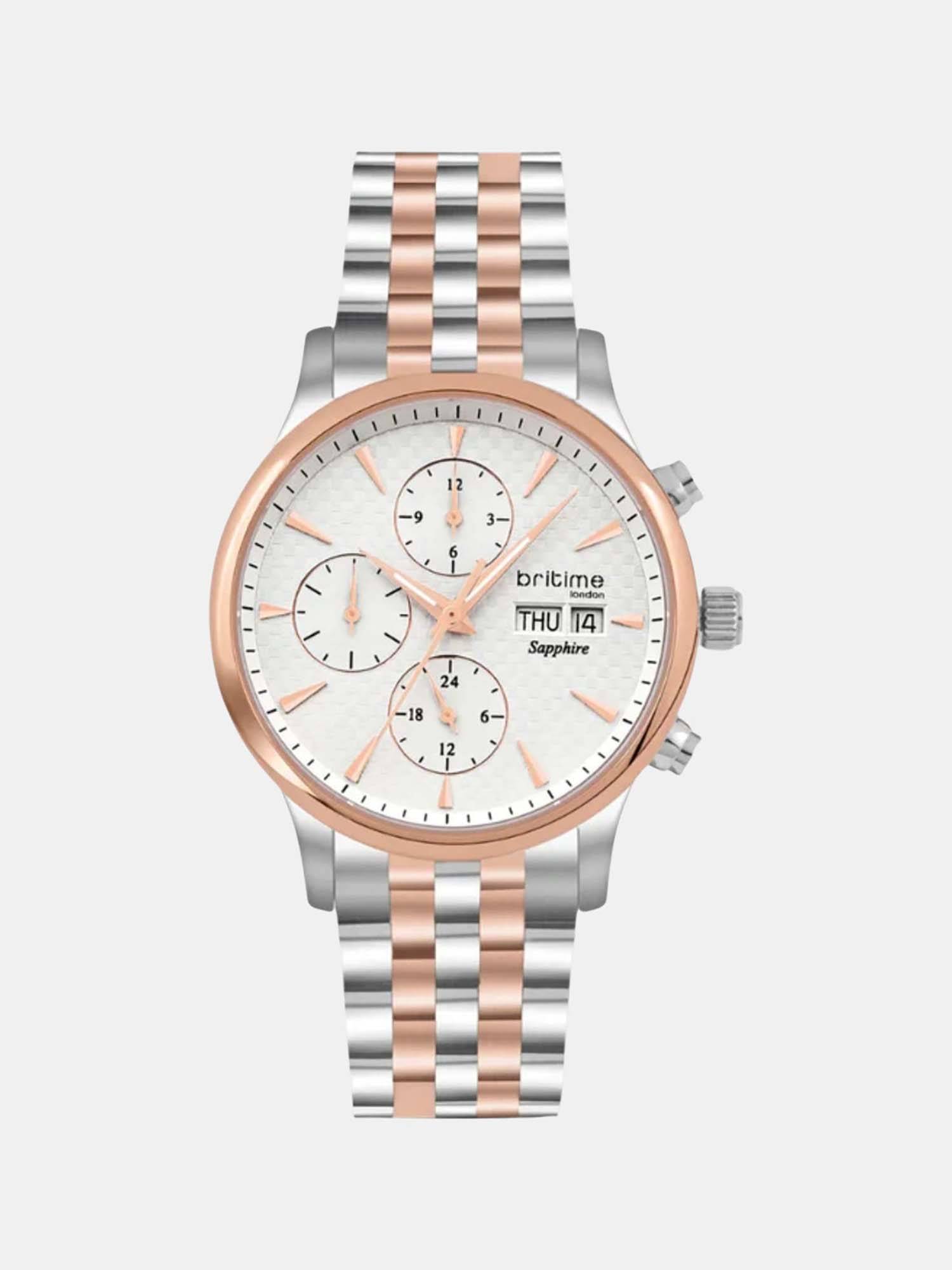 Britime Men Automatic White Dial Analog Stainless Steel Watch 928-M30305