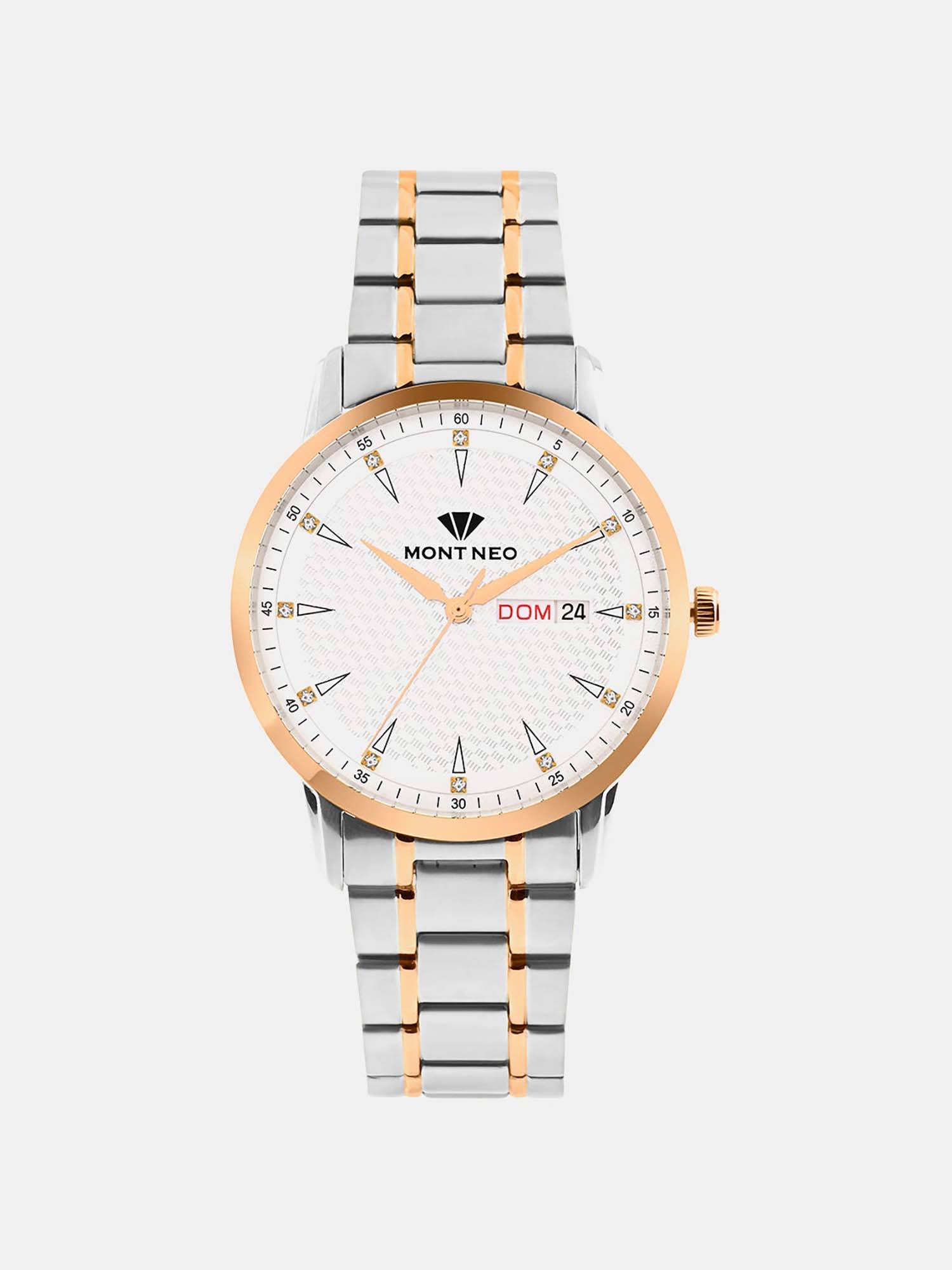 Mont Neo Men Quartz Silver Dial Analog Metal Watch G8505D-M1303