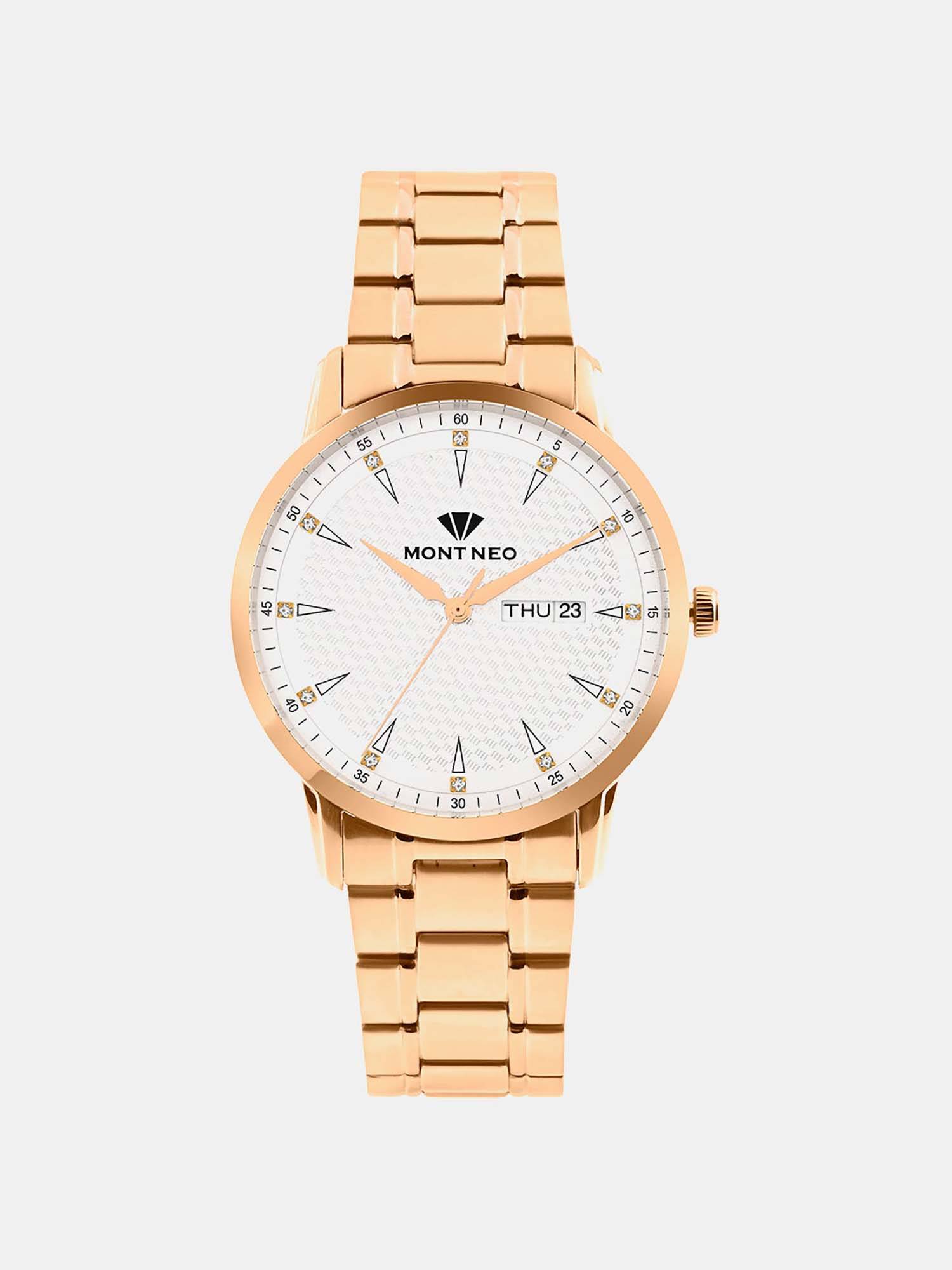 Mont Neo Men Quartz White Dial Analog Metal Watch G8505D-M3303