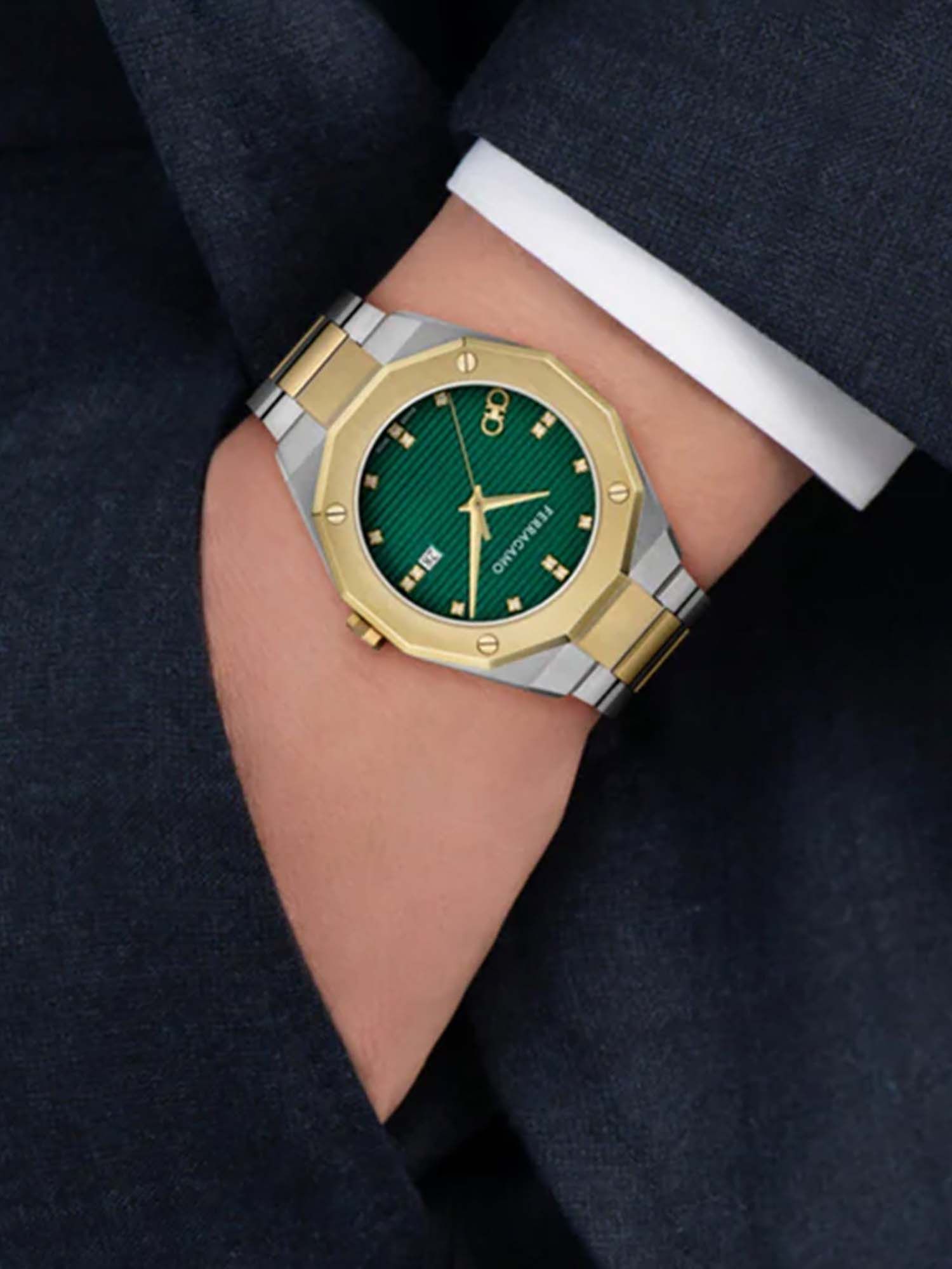 ◆Ferragamo MORNING 7D Buy Ferragamo Edge Diamond Men Quartz Green Dial Analog Stainless
