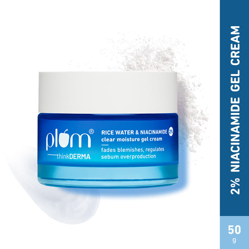 Plum 2% Niacinamide & Rice Water Daily Brightening Gel Cream For Oil-Free, Non-Sticky Hydration