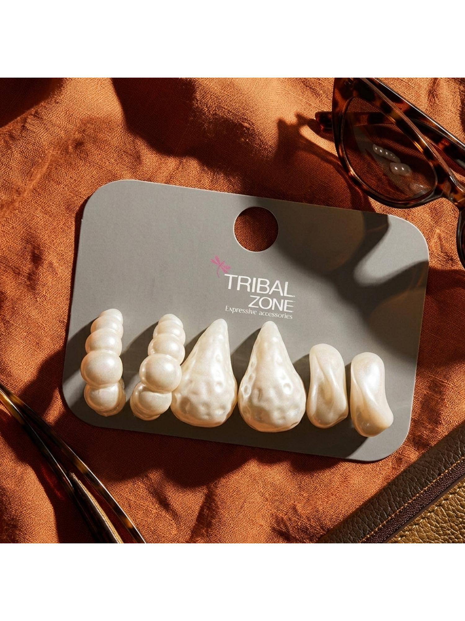 TRIBAL ZONE Pearl-Tone Drop Earring Set