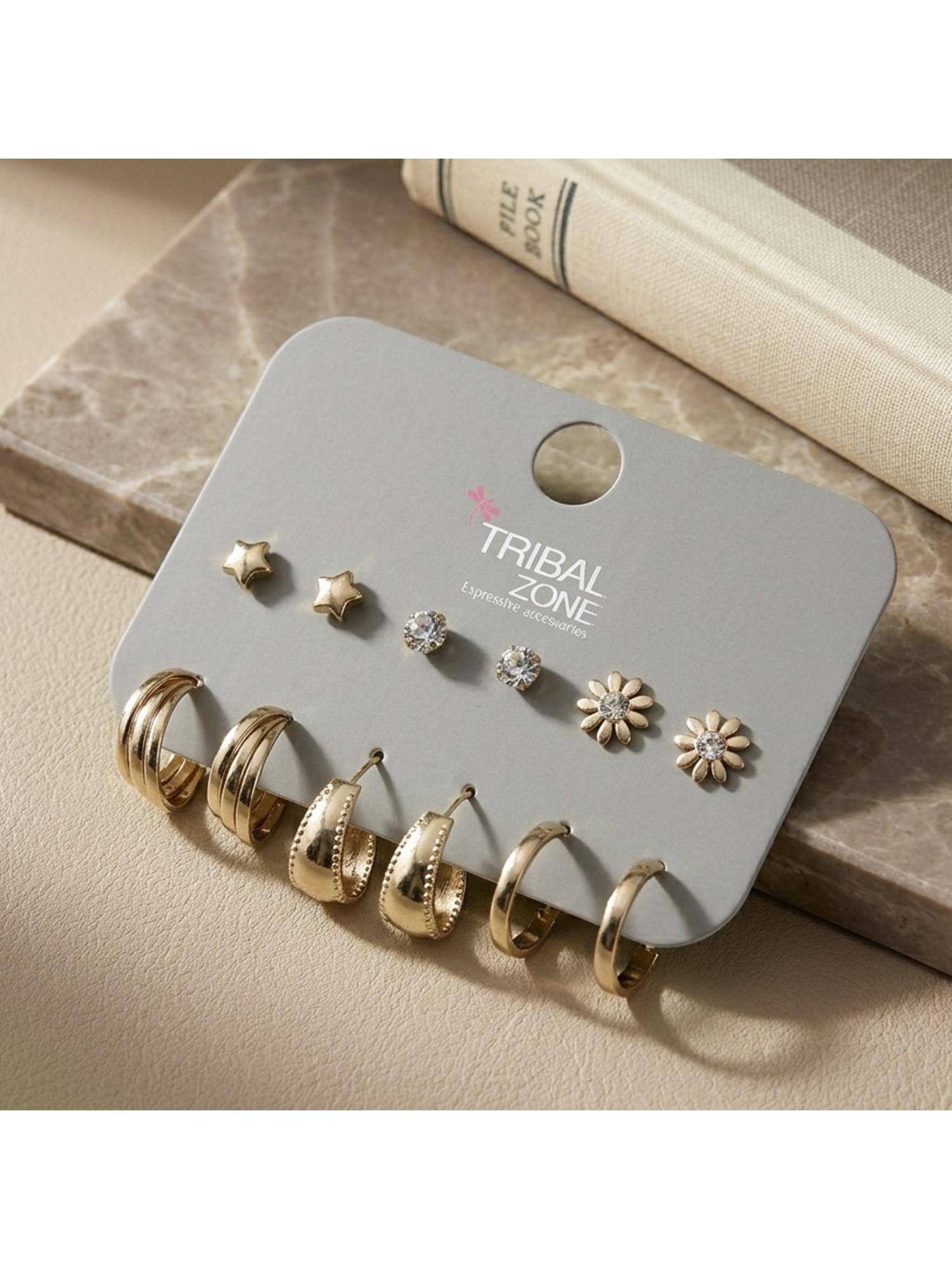 TRIBAL ZONE Star, Cz and Daisy Stud Set