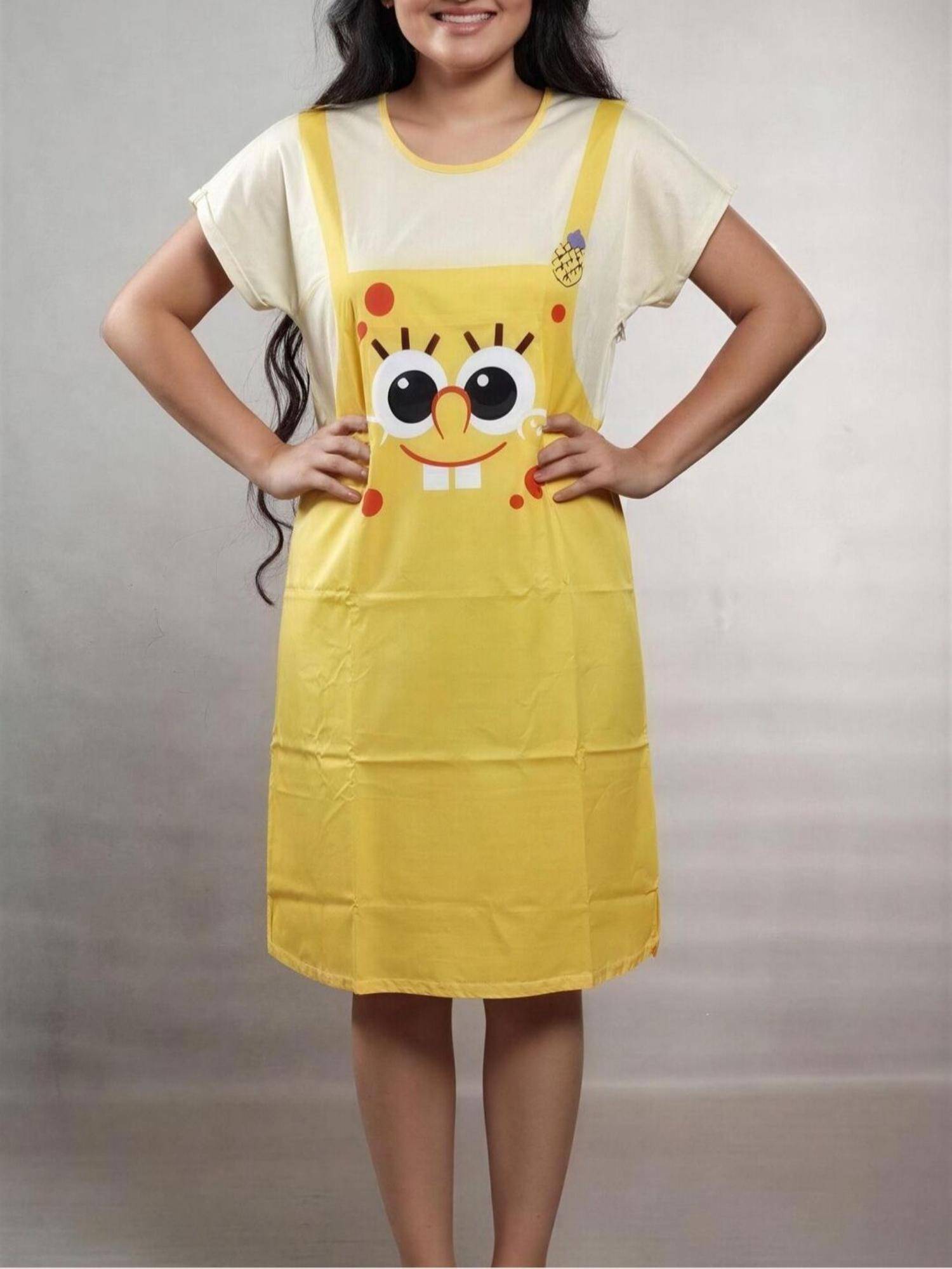 CrossKulture Short Sleeve Nightdress For Women Yellow