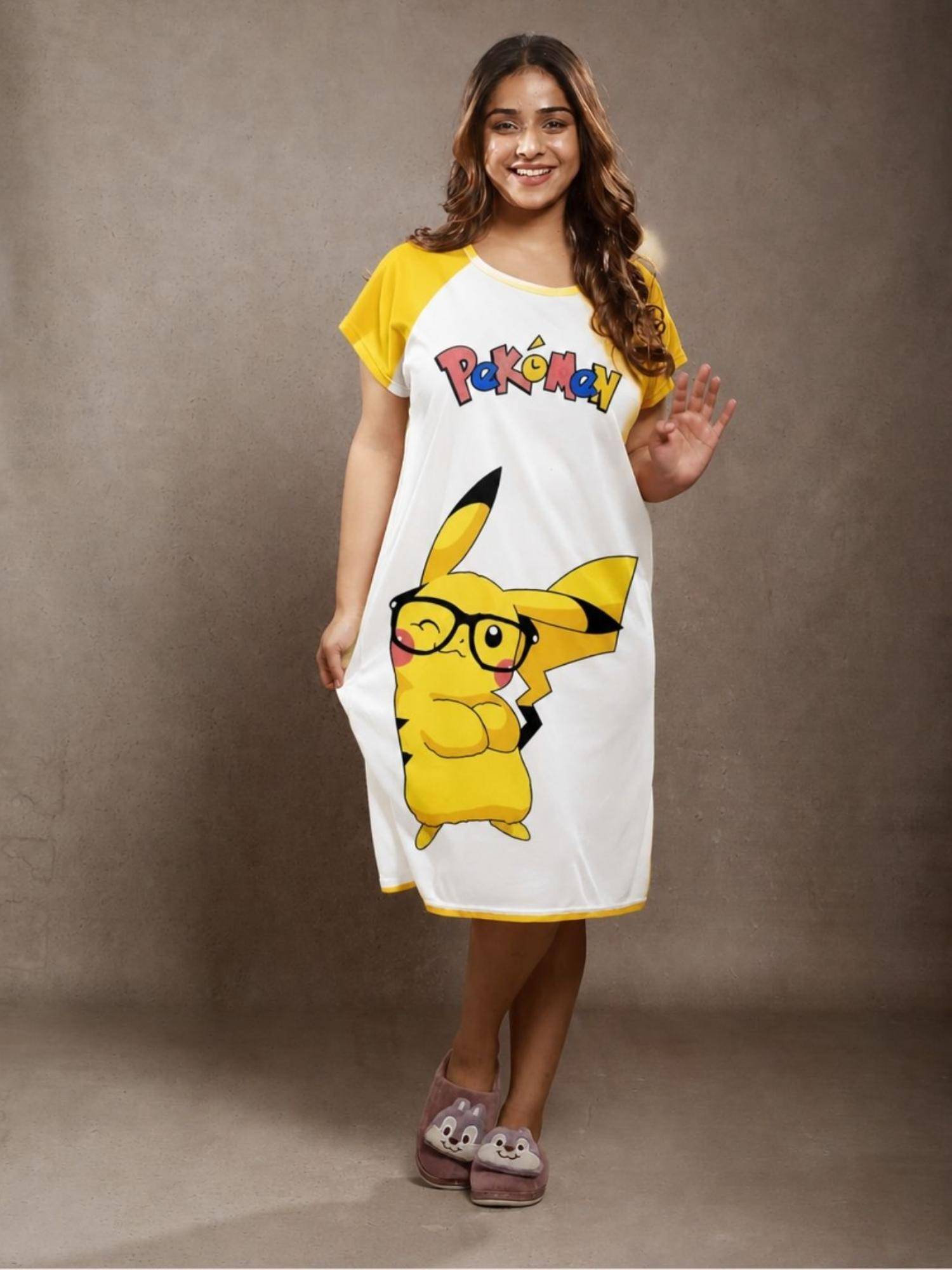 CrossKulture Short Sleeve Nightdress For Women Yellow