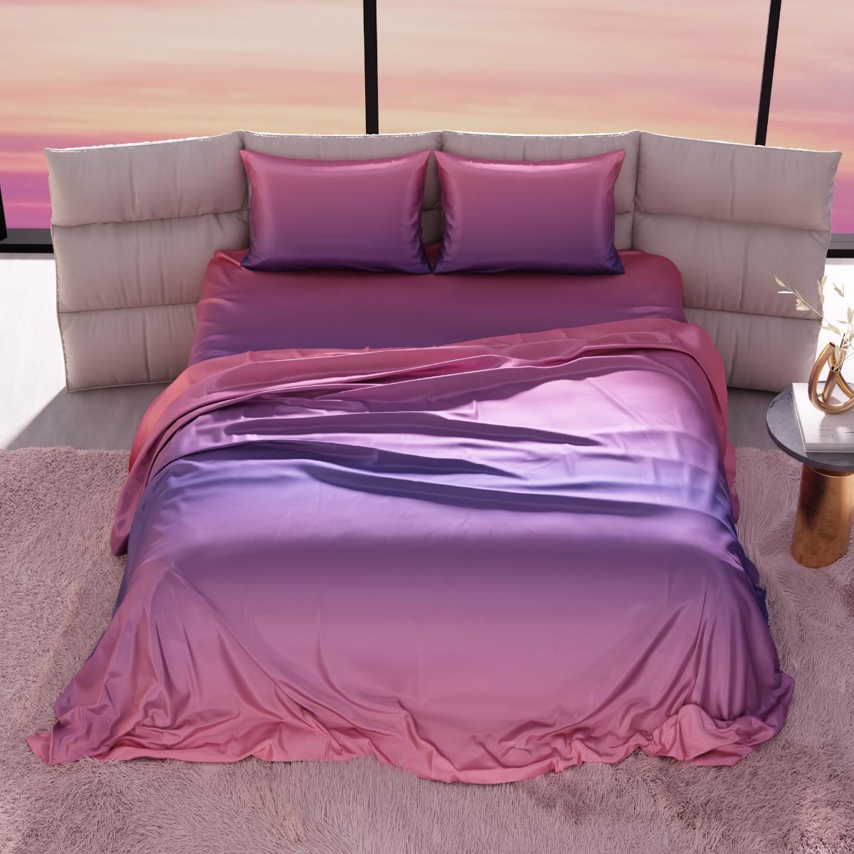 Stoa Paris Skies Of Paris Sundowner Affair 300 Tc Satin King Bedsheet with 2 Pillow Covers