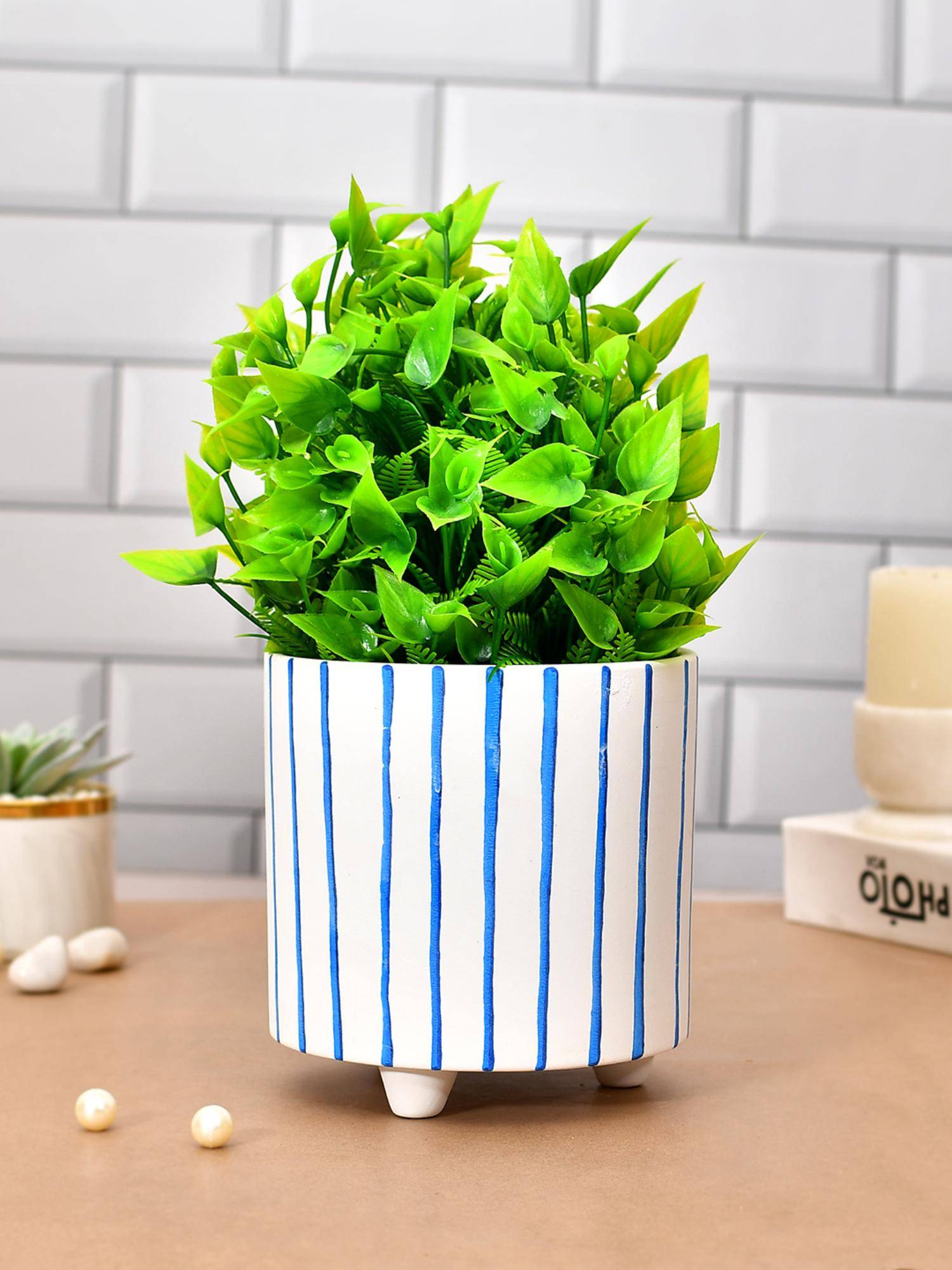 Tayhaa Handcrafted Liner Print Ceramic Planter