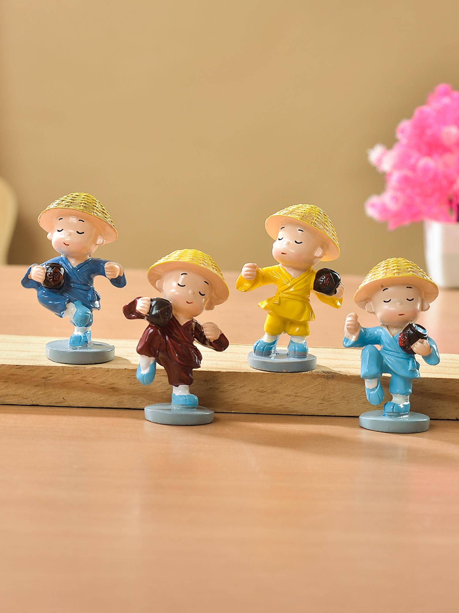 Tayhaa Miniature Monk Buddha Holding Coffee Mug Figurines