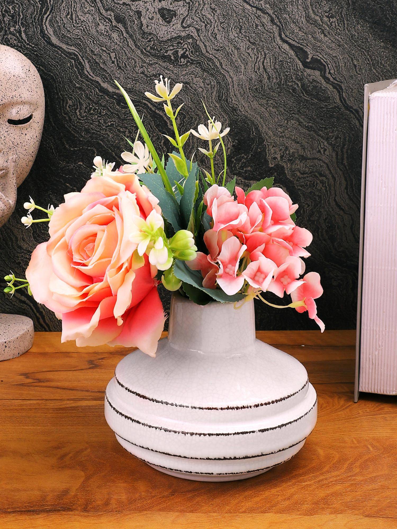 Tayhaa White Burmese Designed Ceramic Vase