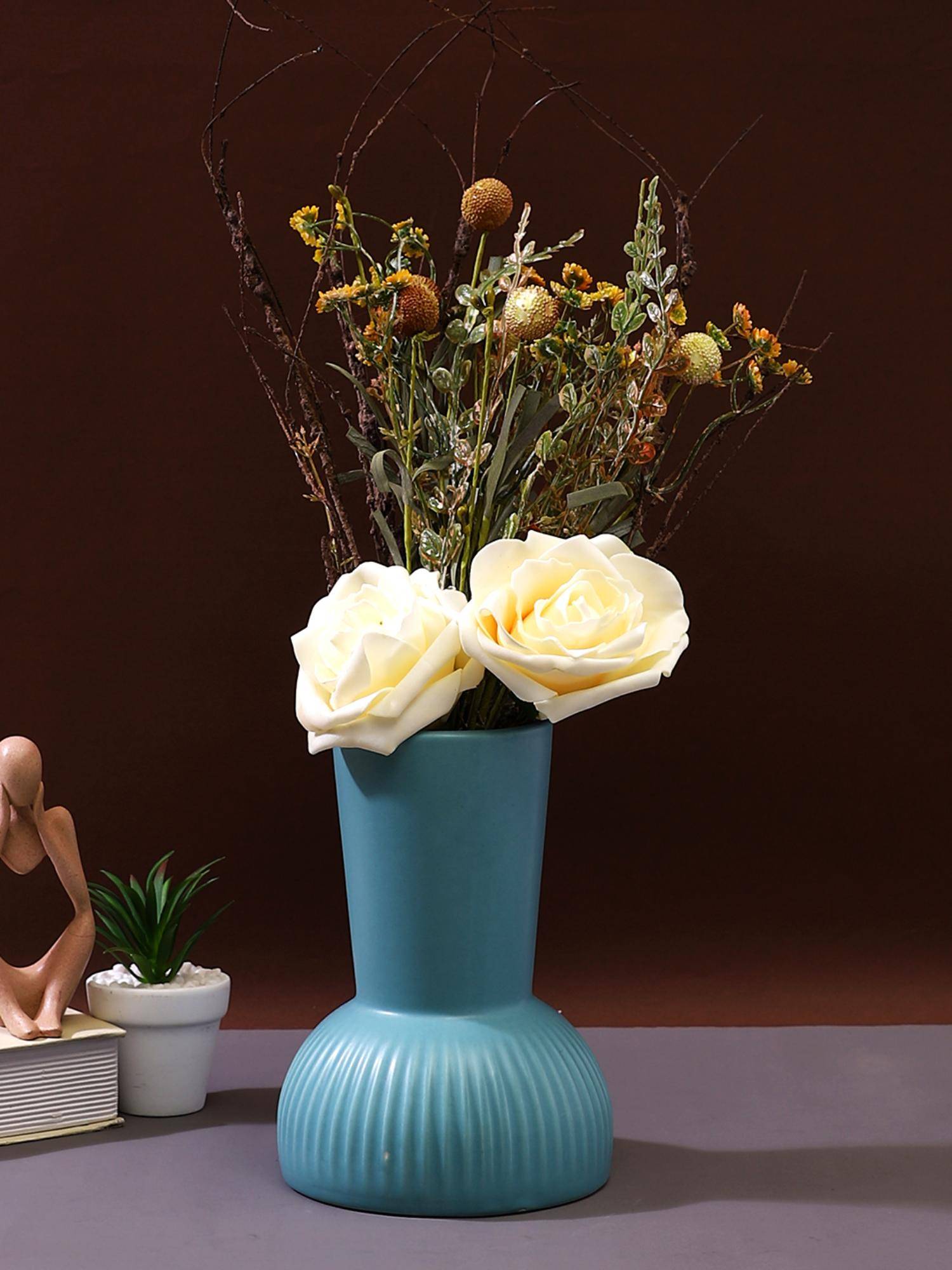 Tayhaa Blue Textured Ceramic Vase
